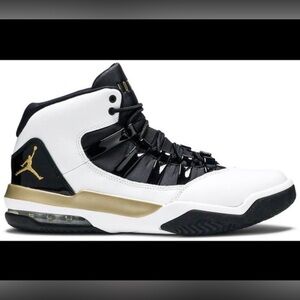 Jordan Men's White, Black and Gold and Basketball Sneakers